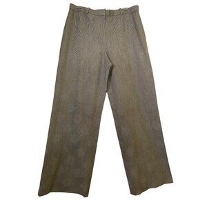 Theory Wide-Leg Trouser Fluid Wool Blend Pants Size 12 Beige & Brown Classic
